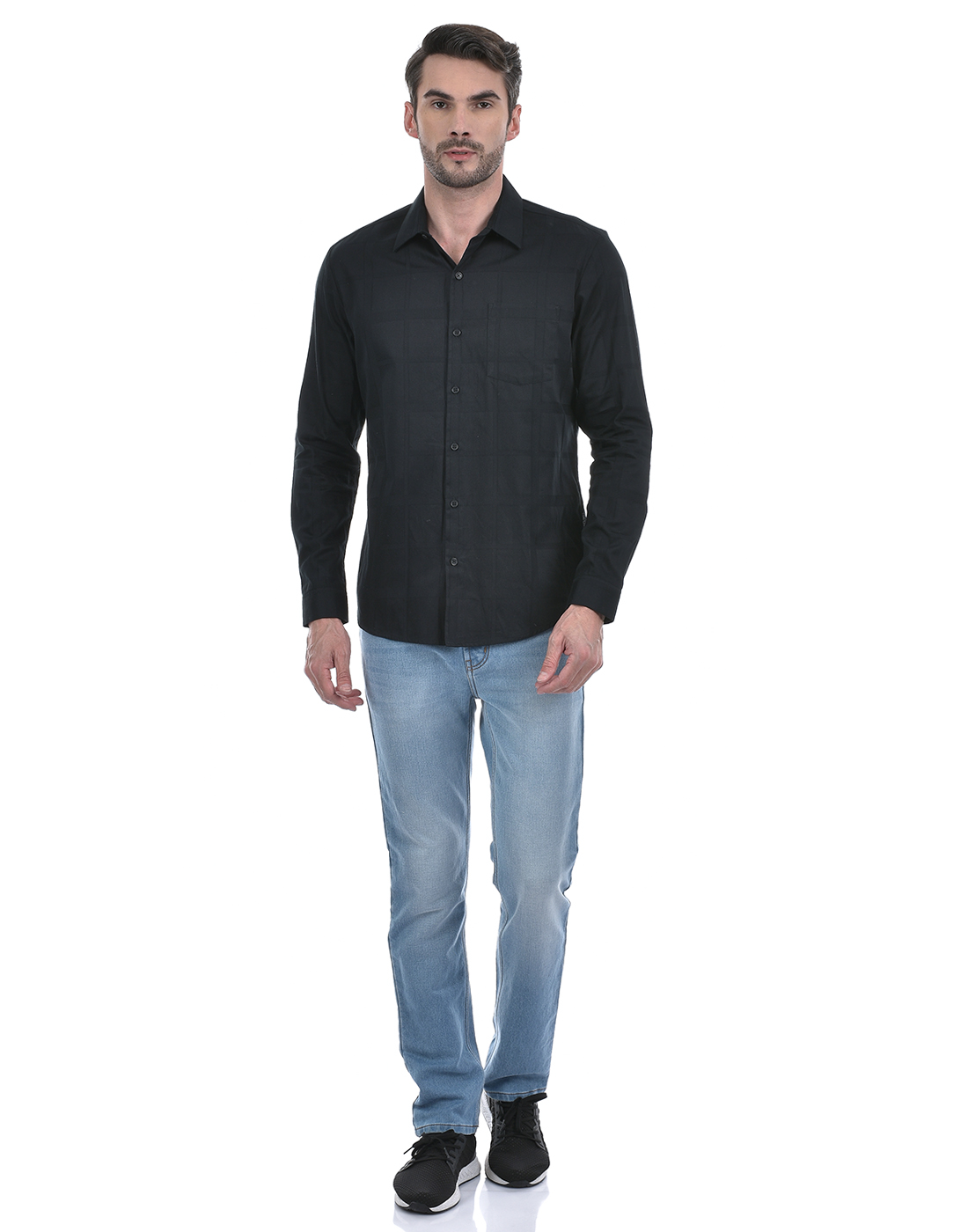Numero Uno Men Checkered Black Shirt